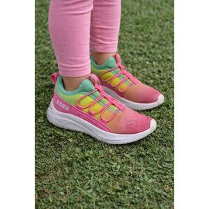 Puma Kids Sneakers Size 3C Colorful Pink Green Slip-On Athletic Shoes Girls